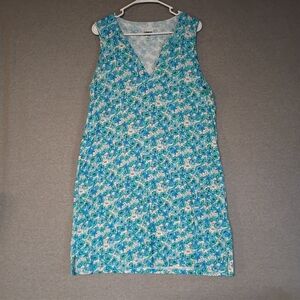 Lands' End Large 14-16 Blue Floral Dress